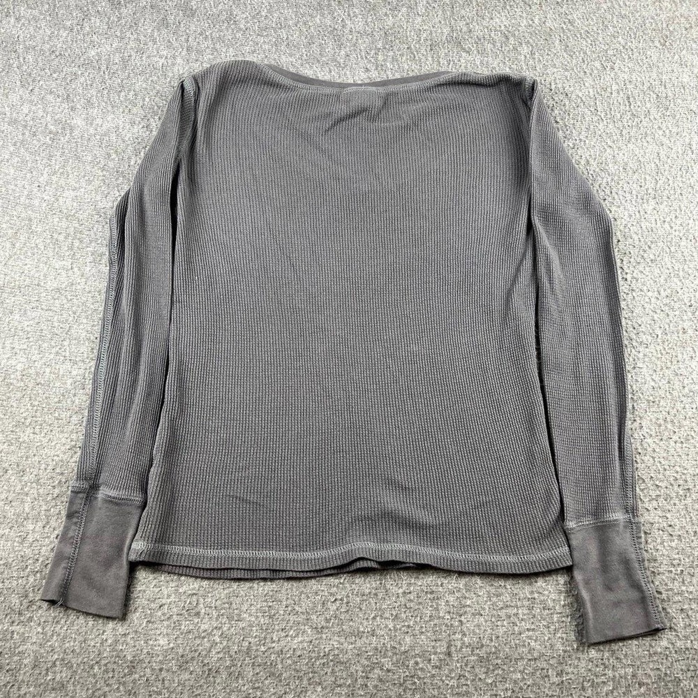 Mossimo Supply Co Women's Medium Gray Thermal Long Sleeve V-Neck Top - Picture 2 of 5